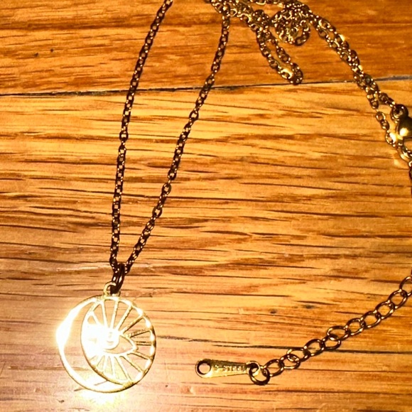 Eye See the Sky Eye of Ra Egyptian Sun Crescent Moon Yin Yang Celestial Necklace - Picture 10 of 12